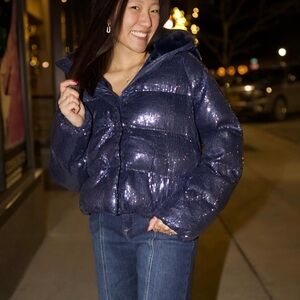 Sparkling Navy Puffer Jacket